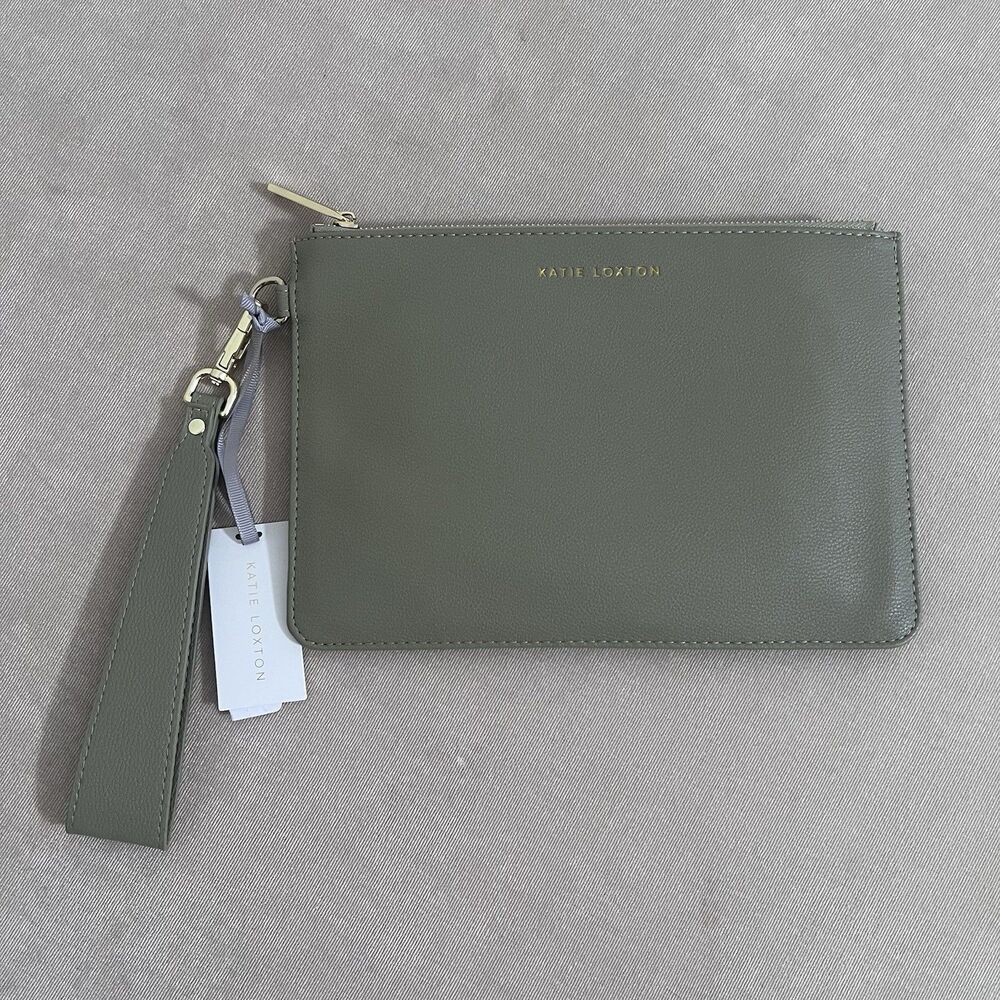 Katie Loxton Hallie Wristlet Pouch in Graphite Green NWT